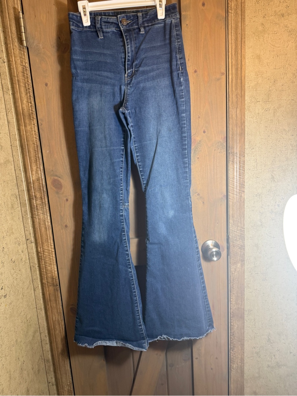 YMI Blue Flare Jeans with Frayed Hem